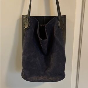 NWT J. Crew Berkeley Bucket Bag in Black Leather & Navy Suede